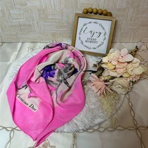 💯 Authentic Christian Dior Tie Dye Floral Silk Scarf with Tag